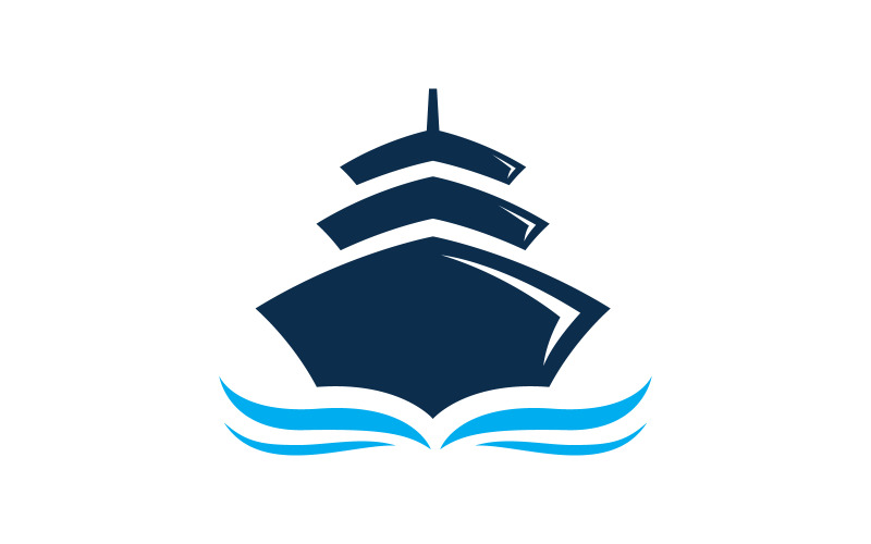 Illustrazione del modello del logo dell'oceano della nave da crociera design v.26