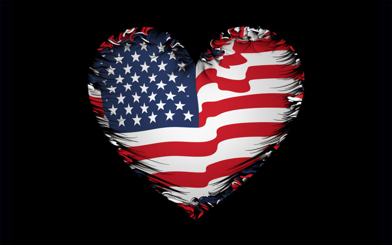 Usa flag love art, american flag heart art