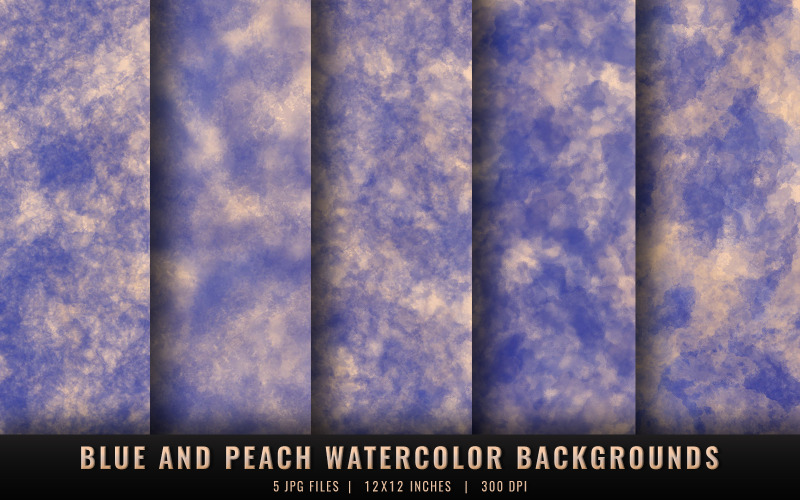 Blaue und pfirsichfarbene Aquarellhintergründe