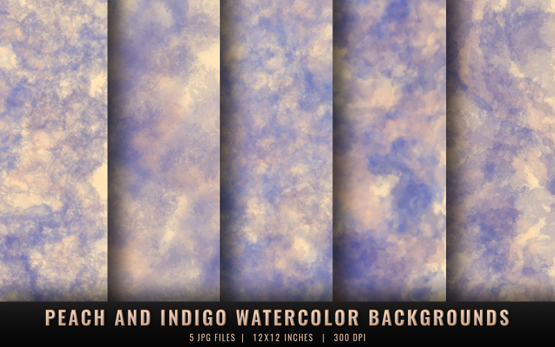 Fundos de aquarela pêssego e índigo