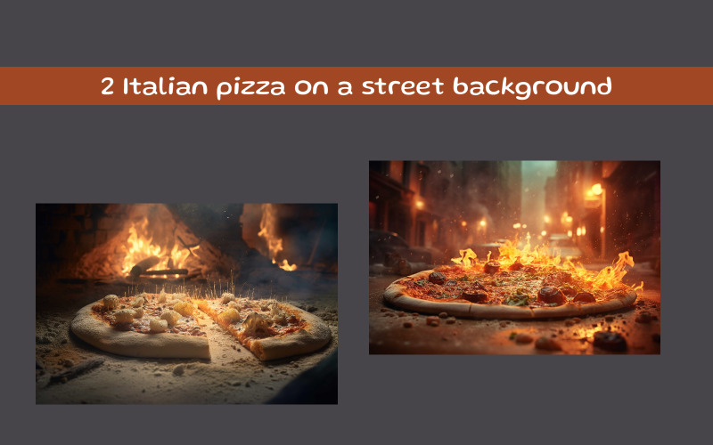 Sokak arka planında İtalyan pizzası