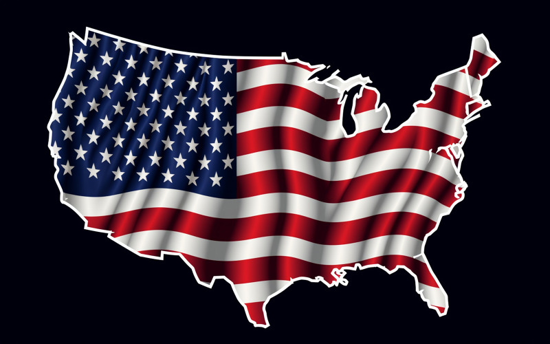 Usa flagga karta bakgrundsdesign
