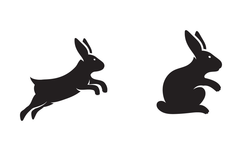 Modèle de lapin mignon, logo, icône, illustration, conception v.7