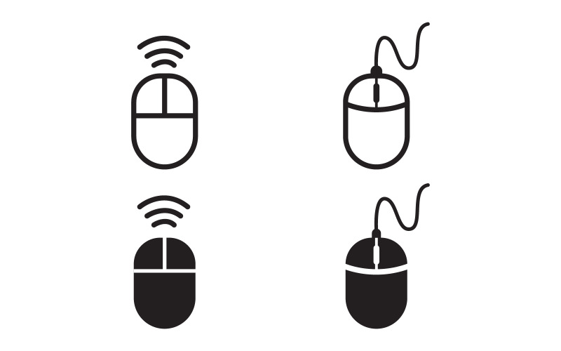Modello di progettazione dell'icona vettoriale del computer del mouse v.1