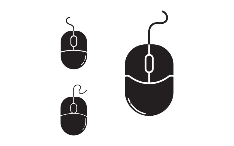 Modelo de design de ícone vetorial de computador mouse v.2