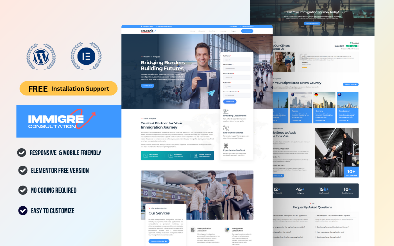 Immigre — Kit Elementor per WordPress per consulenza su immigrazione e visti