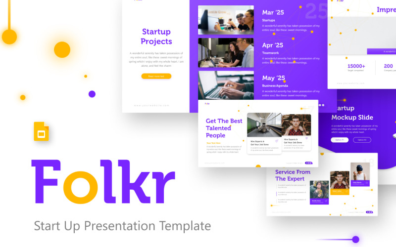 Plantilla de Google Slide para empresas emergentes creativas de Folkr