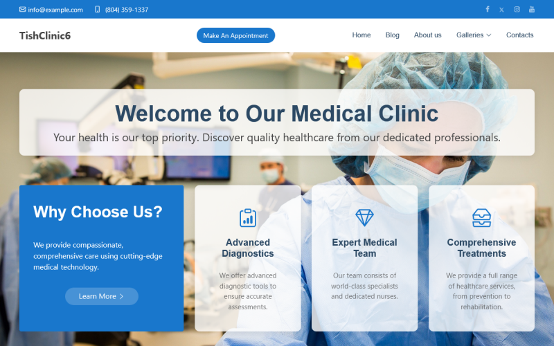 TishClinic6 – Motyw WordPress dla kliniki medycznej