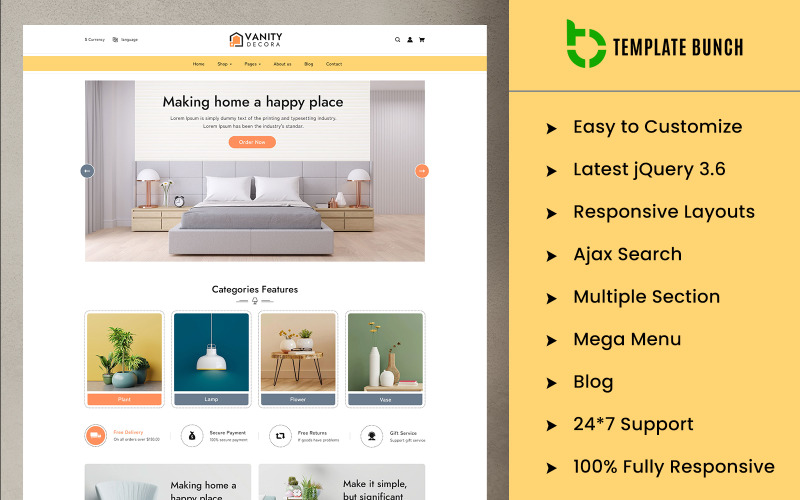 Vanity Decora - 适用于电子商务的响应式 Prestashop 主题