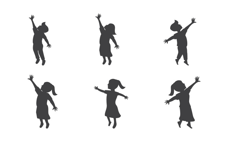 Bambini felici che giocano concetto illustrazione vettoriale Logo design v.7