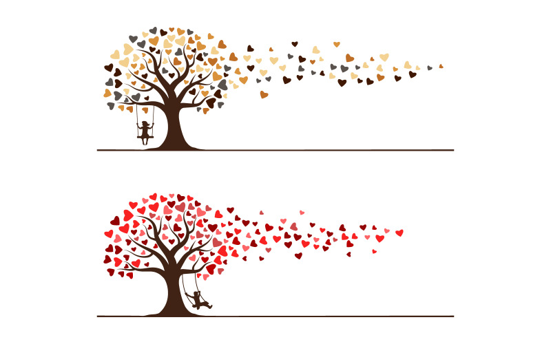 bambini giocano con l'albero logo icona vettoriale design illustrazione v.8