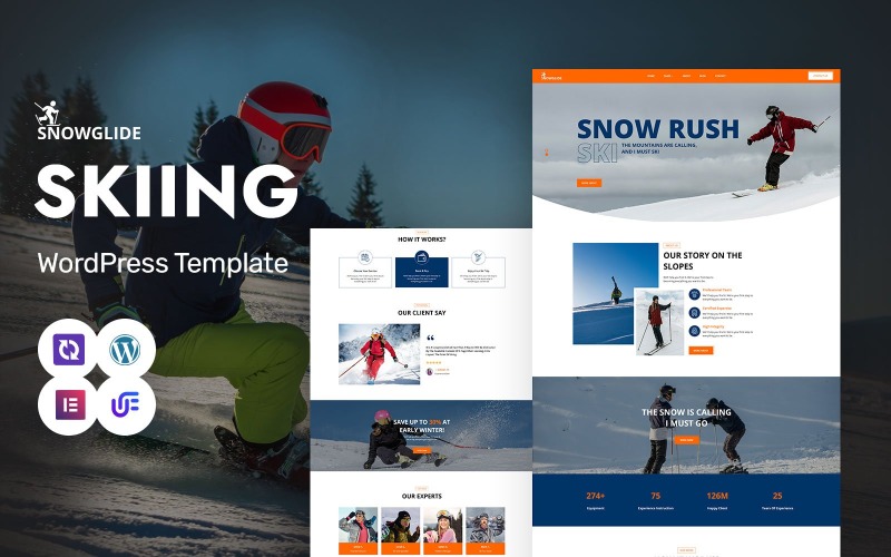 Snow Glide - Akademia Narciarska i Motyw WordPress Elementor dla Sportów Zimowych