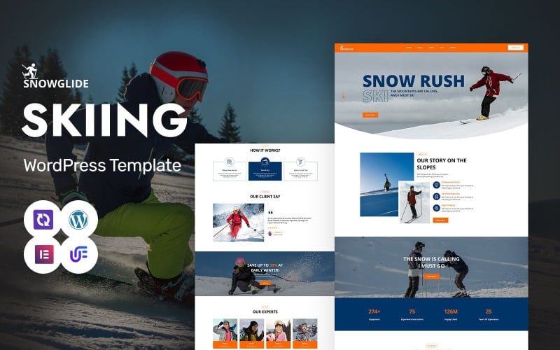 Snow Glide - Thème WordPress Elementor pour l'académie de ski et les sports d'hiver
