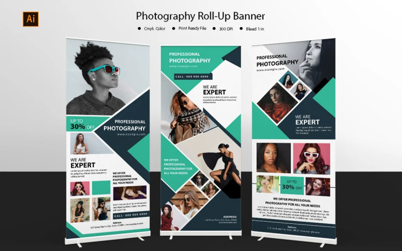 Photography Roll Up Banner Design Template