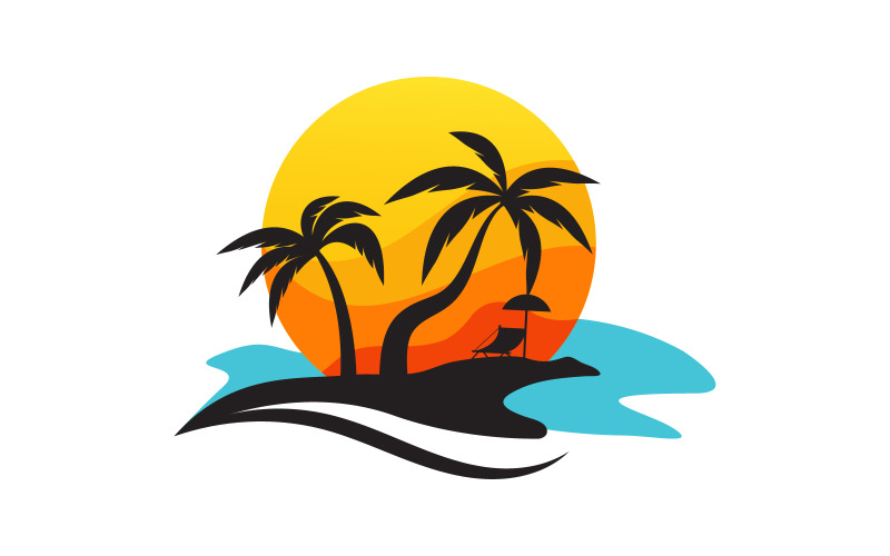 Icona della palma modello logo spiaggia estiva v.20