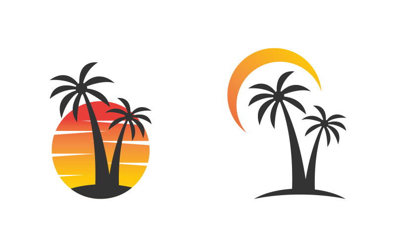 Modèle de logo de plage d'été avec icône de palmier v.16