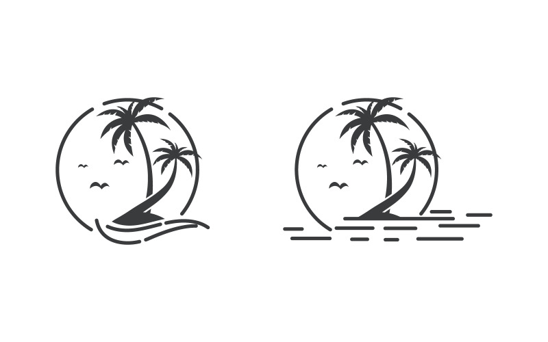 Palmboom icoon zomer strand logo sjabloon v.5