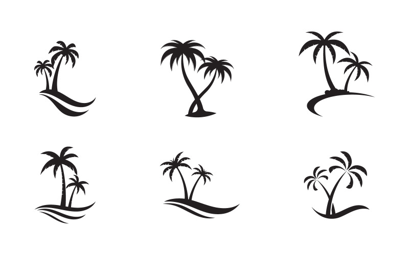 Palmträd ikon sommar strand logotyp mall v.14