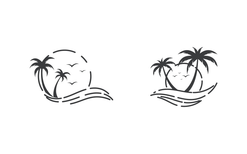 棕榈树图标夏季海滩标志模板 v.6