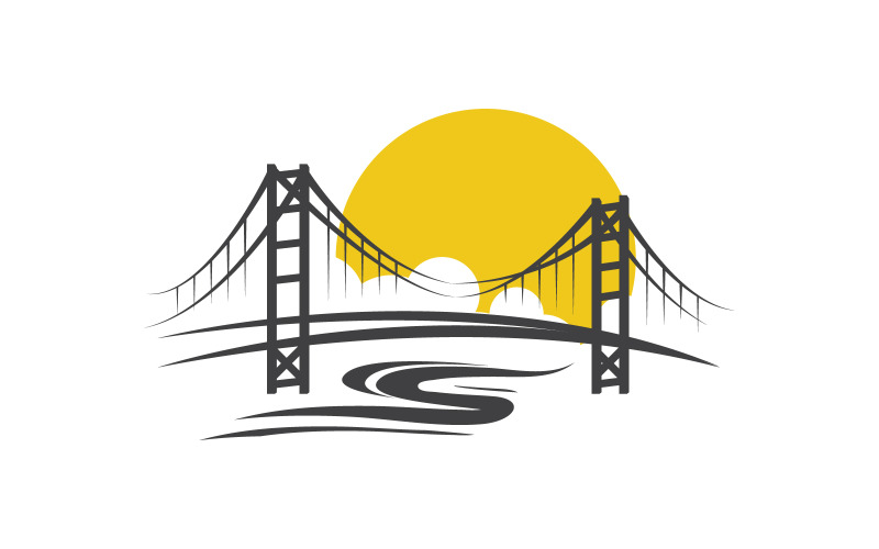 De brug illustratie Logo ontwerp sjabloon v.5