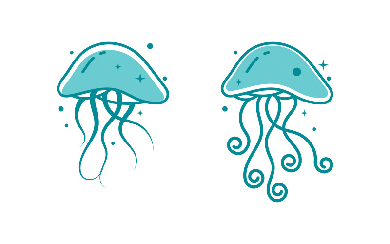 Kwallen schattige illustratie Logo-ontwerpsjabloon v.9