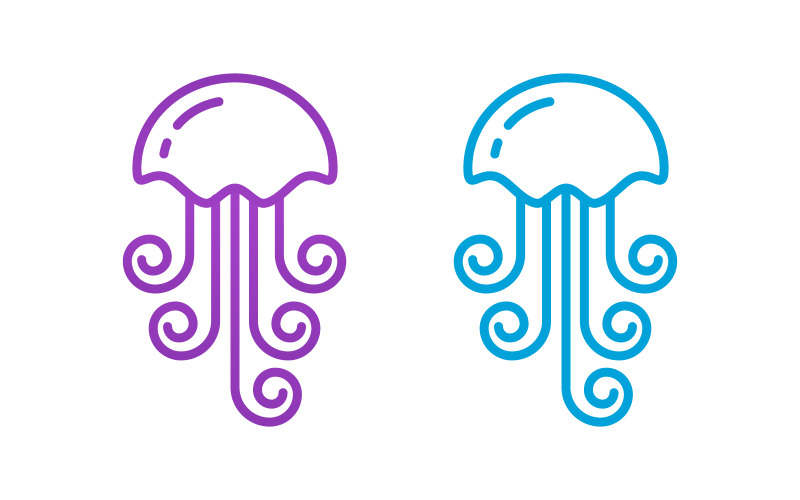 Modèle de conception de logo d'illustration mignonne de méduse v.10