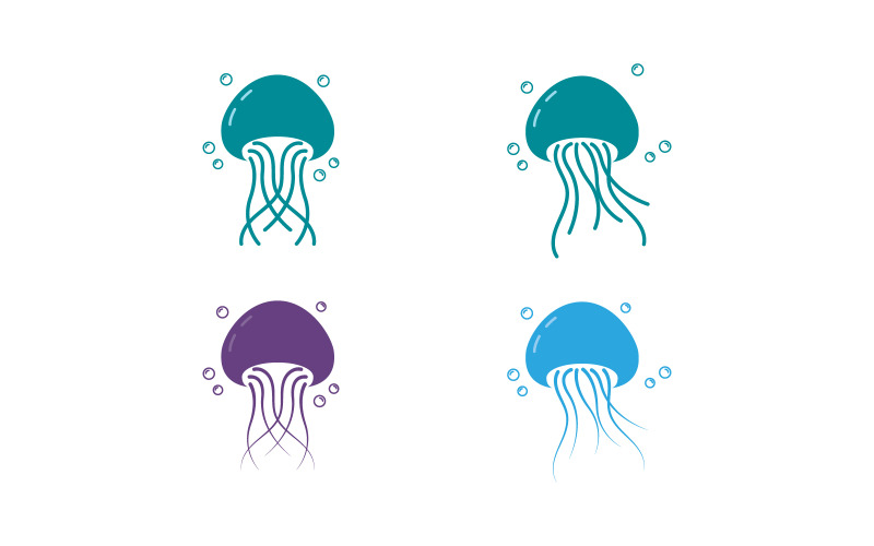 Modèle de conception de logo d'illustration mignonne de méduse v.13