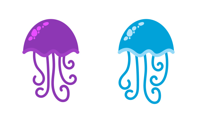 Modèle de conception de logo d'illustration mignonne de méduse v.1