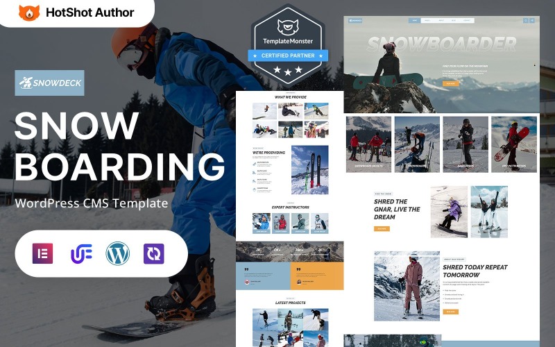 Snowdeck – тема WordPress Elementor для школи сноубордингу та пригод