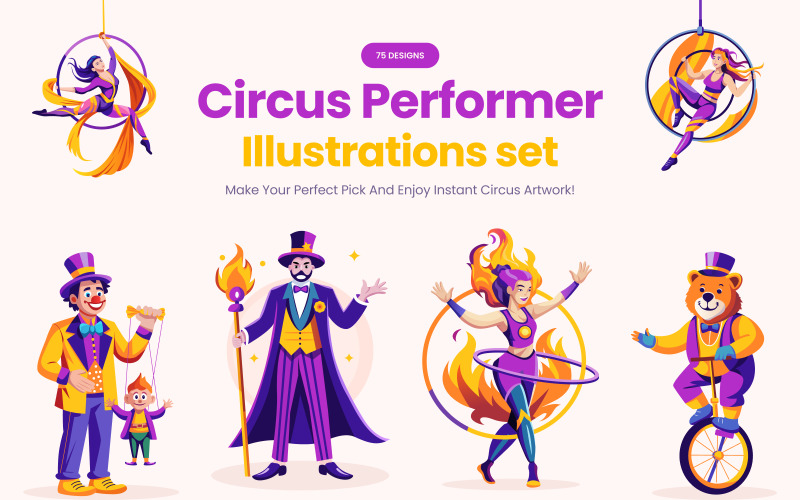 Illustrazioni di artisti circensi moderni