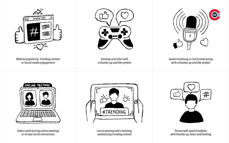 Innehållsskapare handritade illustrationer