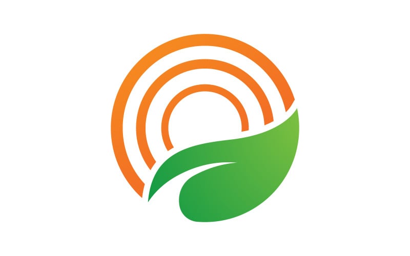 Sun green farm logo Vector icon design illustration Šablona v.16
