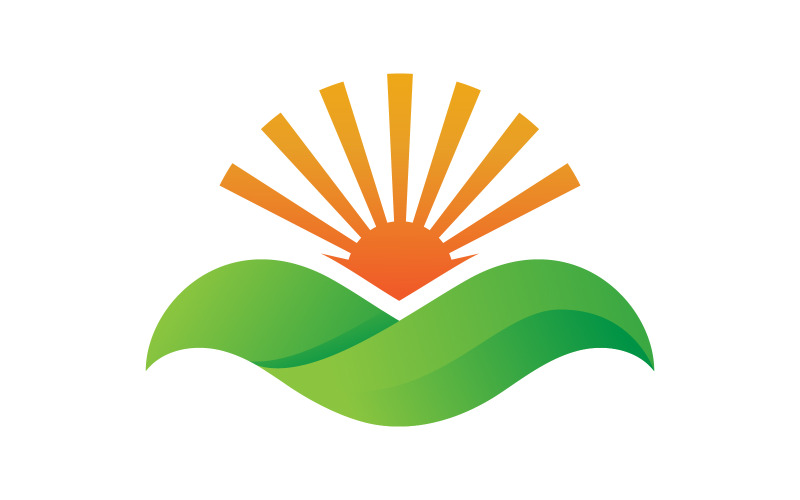 Sun green farm logo Vector icon design illustration Template v.10