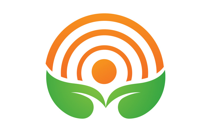 Sun green farm logo Vector icon design illustration Template v.15