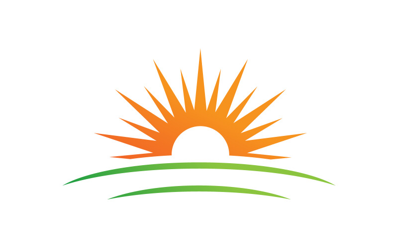 Sun green farm logo Vector icon design illustration Template v.18