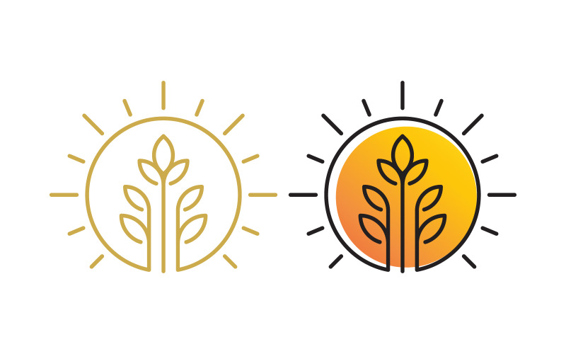 Sun green farm logo Vector icon design illustration Template v.4