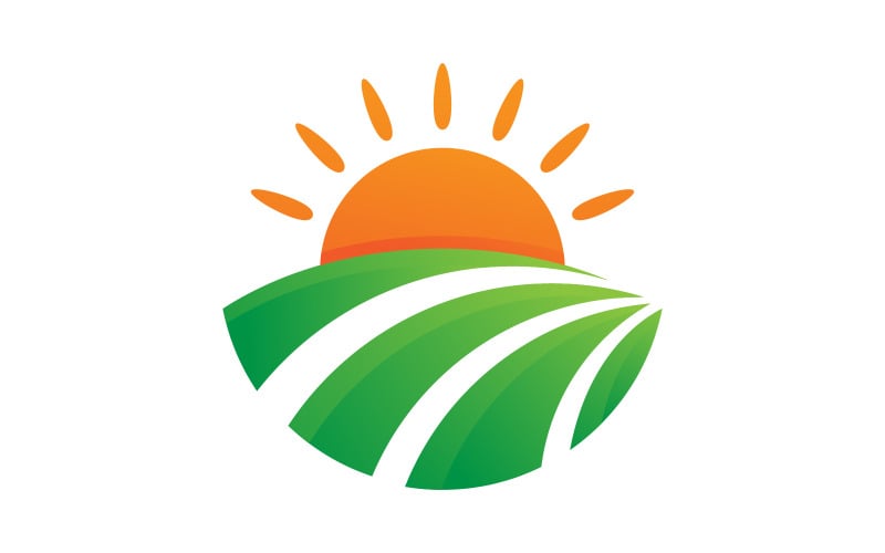 Sun green farm logo Vector icon design illustration Template v.7