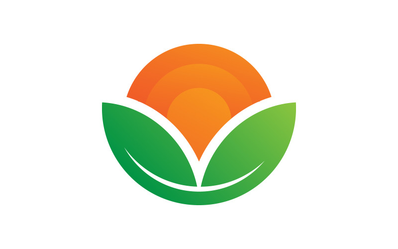Zon groene boerderij logo Vector pictogram ontwerp illustratie Sjabloon v.2