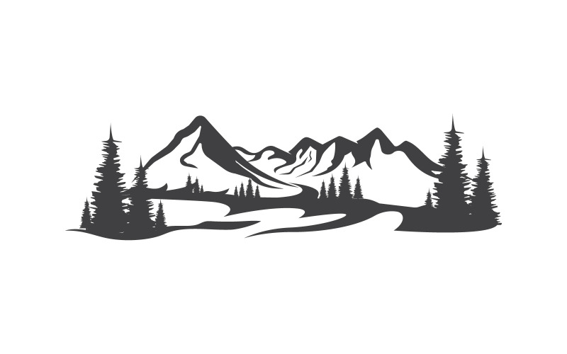 Illustrazione del modello del logo dell'icona High Mountain v.23