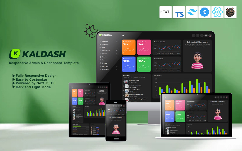 Kaldash UI – Next.js 15 管理模板