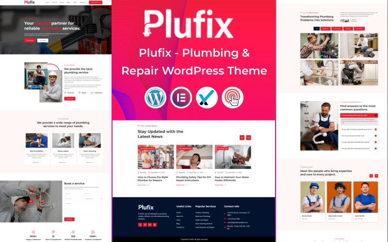 Plufix - тема WordPress для сантехники и ремонта