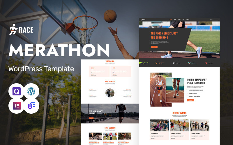 Závod - Maratonské události a běžecké kluby Téma WordPress Elementor