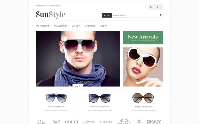 Gafas de sol Shop Magento Theme