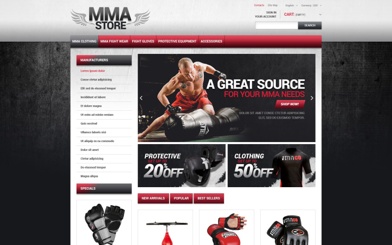 PrestaShop motiv MMA Store