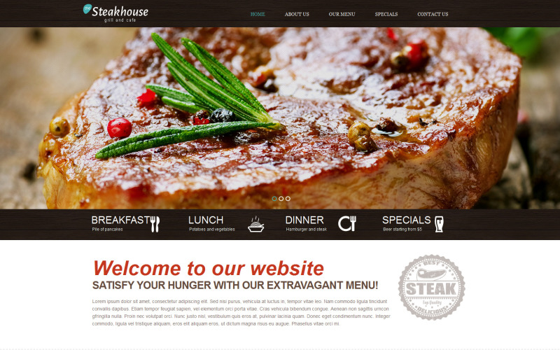 Sjabloon voor responsieve website van Steakhouse