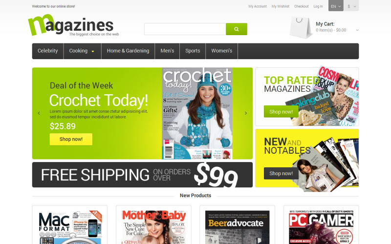 Tema Magento per riviste lucide