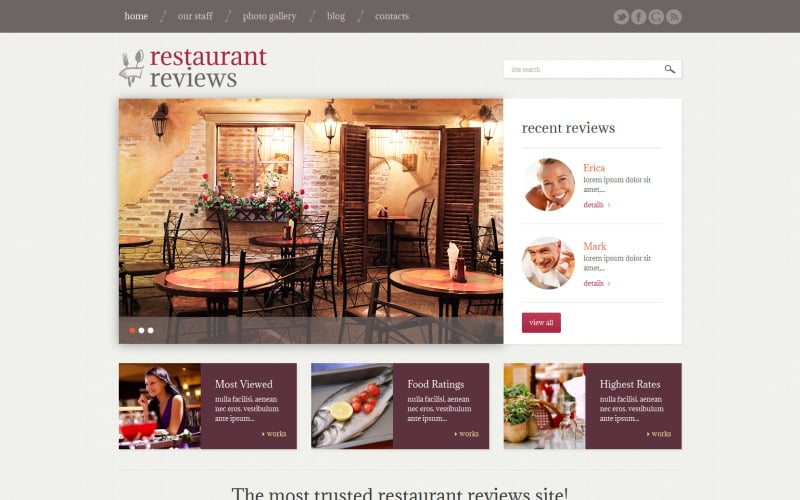 Відгуки про ресторани Адаптивна тема WordPress