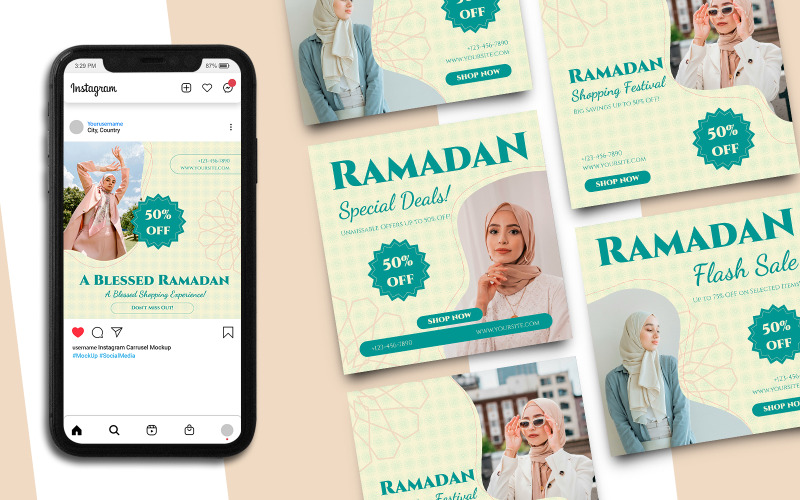 Plantilla de publicación de Instagram de venta de Ramadán 321