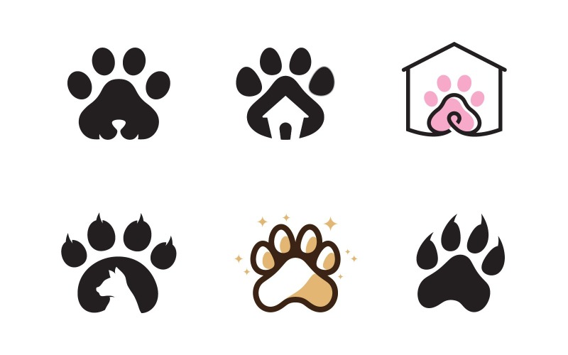 Modèle de conception d'illustration vectorielle de logo Paw Pet v.8