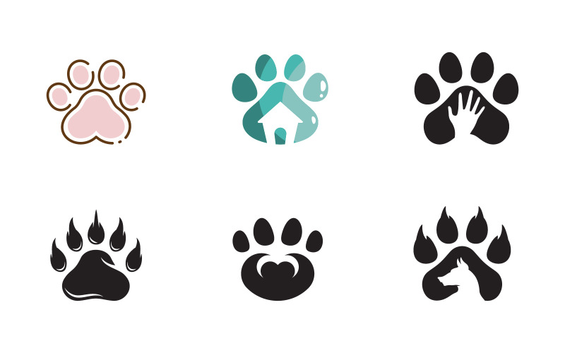 Paw Pet Logo 设计矢量插图设计模板 v.7